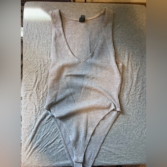 Wild Fable Gray Ribbed Sleeveless Bodysuit - Picture 1 of 3